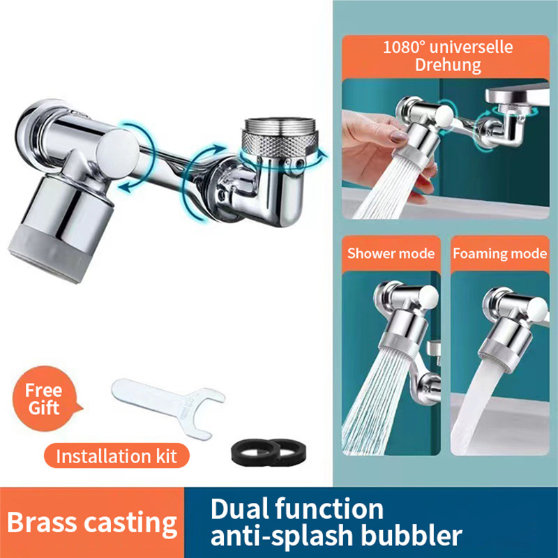 High Standard Universal Splash Filter Swivel Sink Faucet 1080 Rotate Water Dual Function Bathroom Faucet Aerator Extender