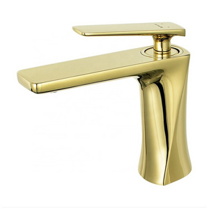 Deck Mounted Modern Simple Gold Water Faucet Brass Single Hole Bathroom Basin Faucet