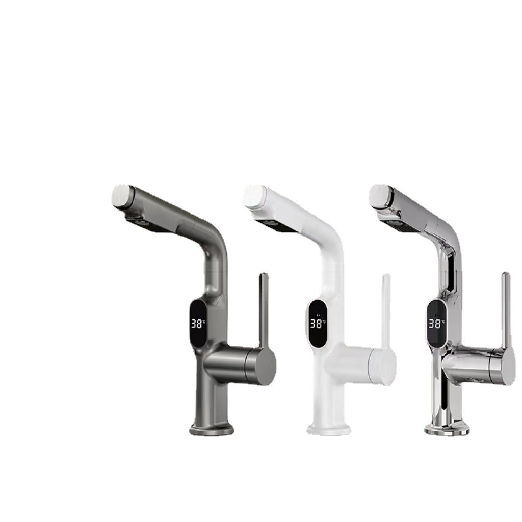 Intelligent Digital Display Induction Basin Faucet otate Anti-splashing Can Draw Cold And Hot Water Faucet