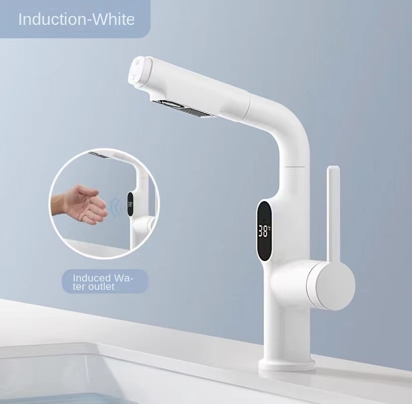 Intelligent Digital Display Induction Basin Faucet otate Anti-splashing Can Draw Cold And Hot Water Faucet