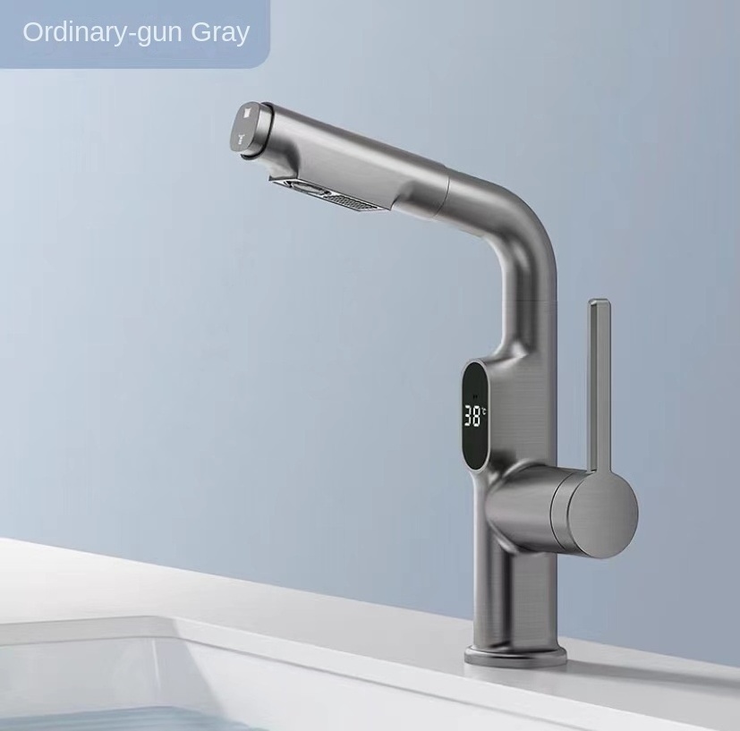 Intelligent Digital Display Induction Basin Faucet otate Anti-splashing Can Draw Cold And Hot Water Faucet