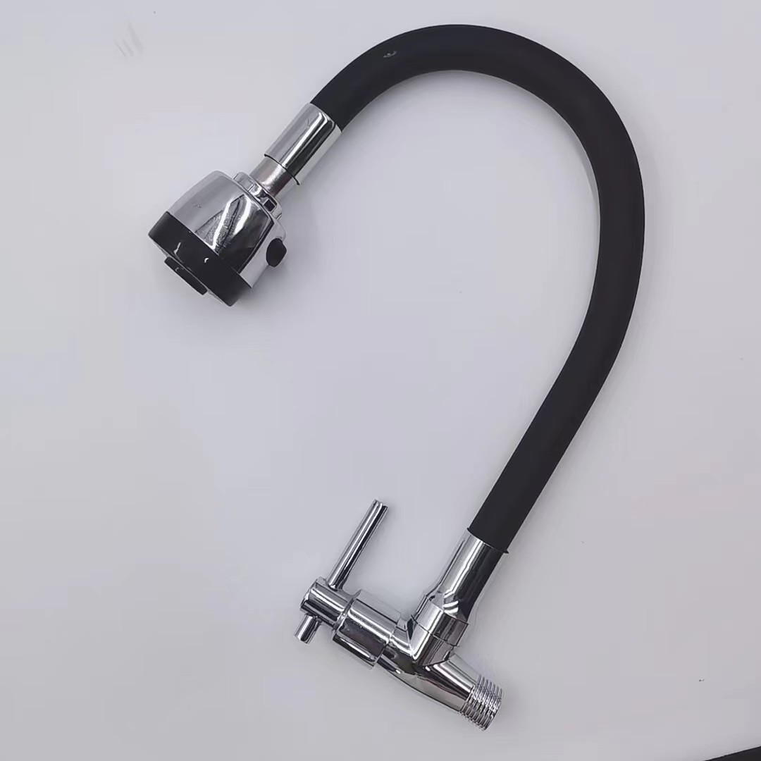 Wall Mounted Kitchen Faucet Silicon Spout Hose Tap Flexible Rubber Factory Price Black Brass Modern Contemporary Kitchen Sink