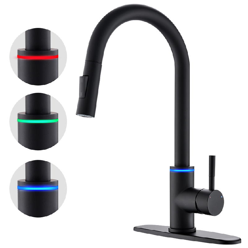 Kitchen Faucets Black Single Handle Pull Out Kitchen Tap Single Hole Handle Swivel 360 Degree Water Mixer Tap Mixer Tap 408906