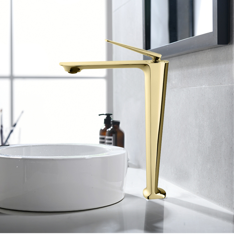 Basin Faucets Elegant Brushed Gold Bathroom Faucet Hot and Cold Water Basin Mixer Tap Brass Toilet Sink Water Crane