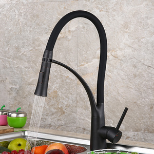 High Quality Matt Black Brass Flexible Hose Single Handle Faucet Pull-out Kitchen Sink Tap Mixer Faucet