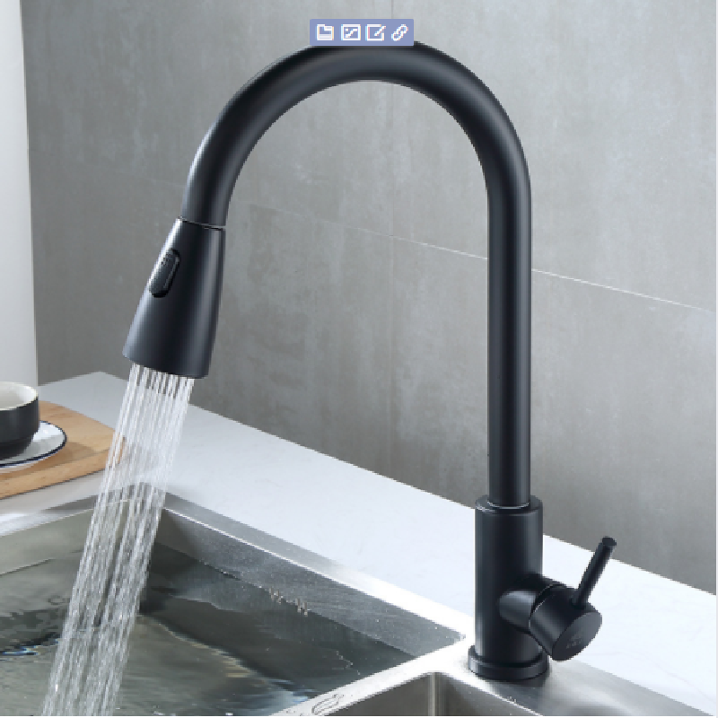 2023 Stainless Steel Hot and Cold Water Flexible Hoses for single handle pull-out Kitchen Faucet and sink tap by black color