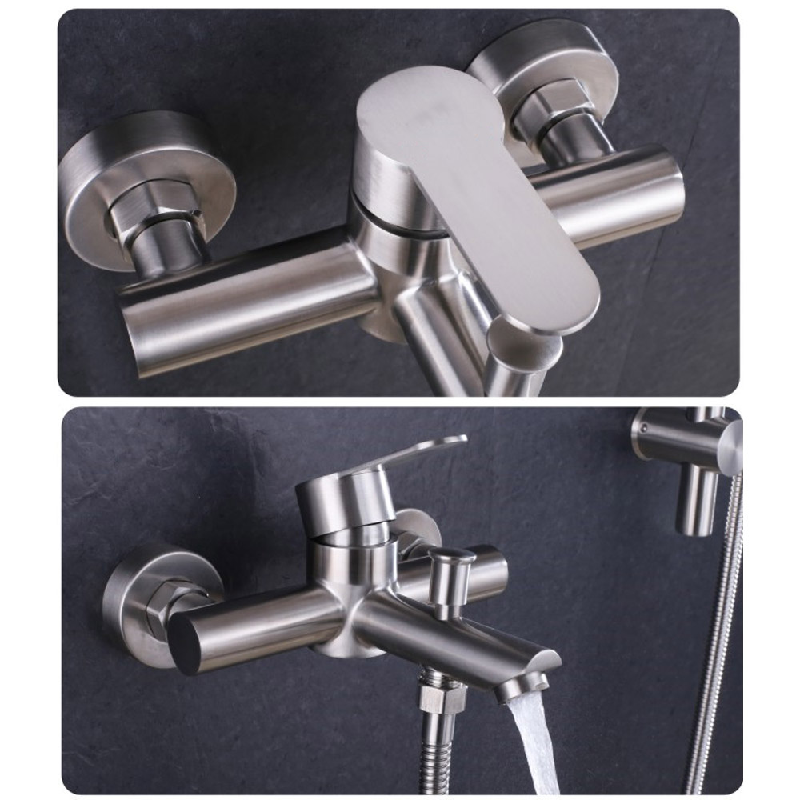 Hot Sale 304 Stainless Steel Tap Wall Mount Cold Hot Water Mixer Bathtub Tap