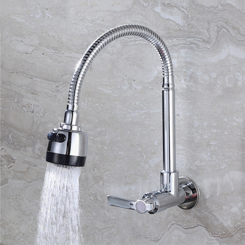 2023 Wall Mounted SinK Tap Rotatable Cold Water Tap Single Lever Flexible Pipe Household Kitchen Mixer Faucet