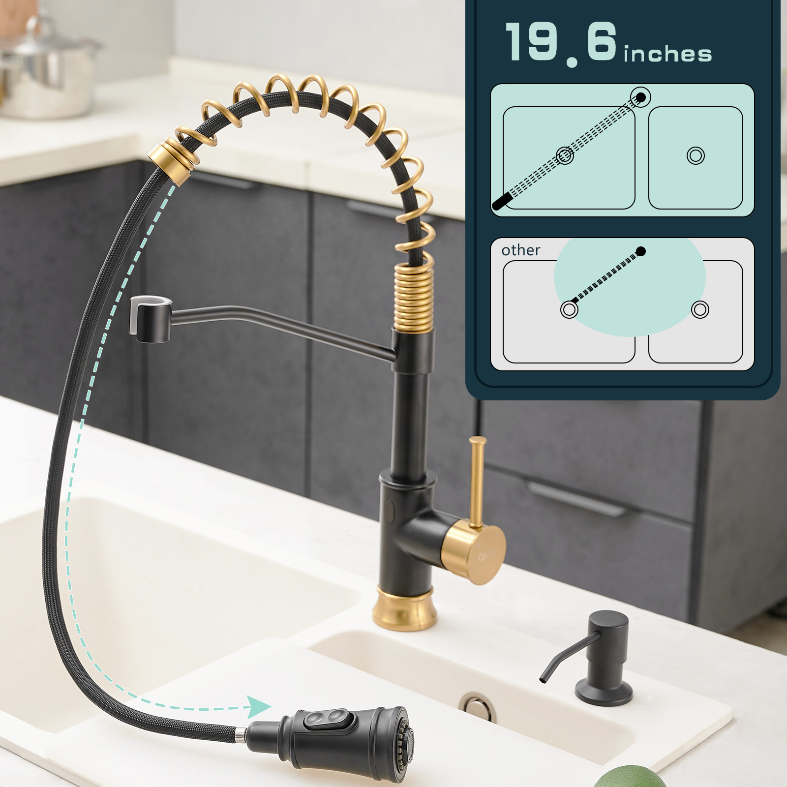 Black and Gold Brass Smart Touchless Kitchen Sinks Tap Sensor Touch Automatic Faucet