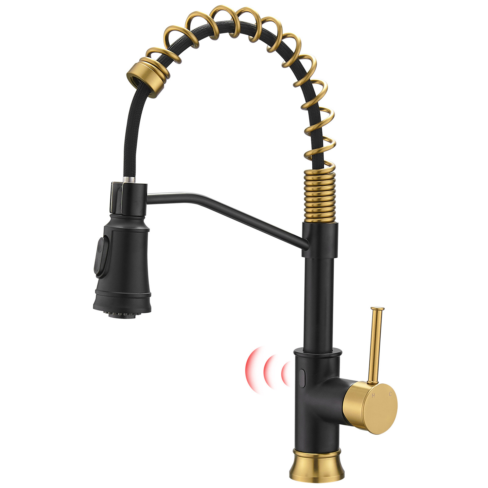 Black and Gold Brass Smart Touchless Kitchen Sinks Tap Sensor Touch Automatic Faucet