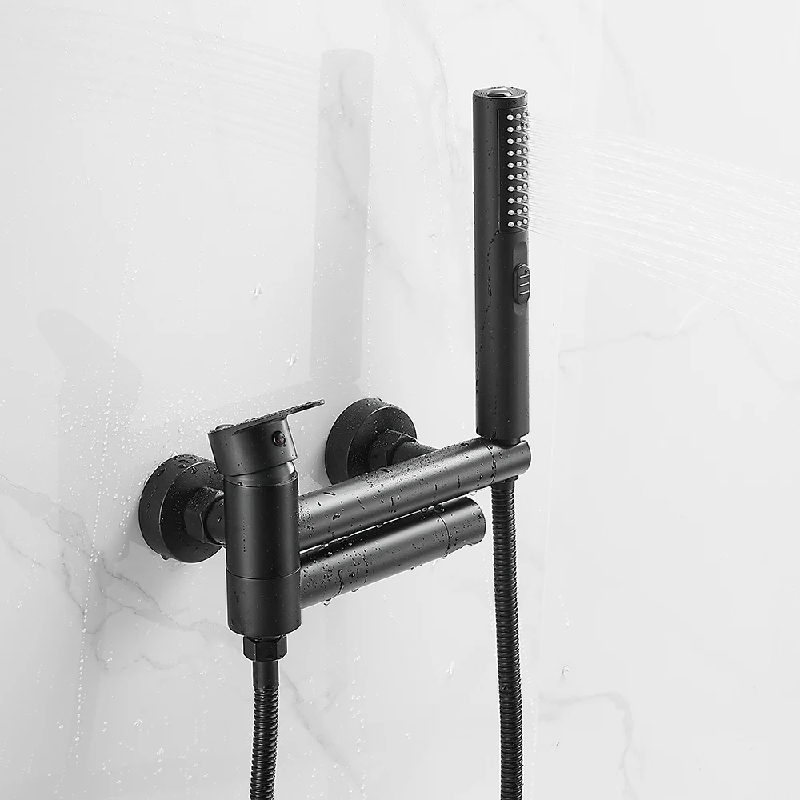 Bathtub Faucets Modern Black Bath Shower Set Unique Design of Rotating nozzle Mixer Tap Wall Mounted For Bathroom WF-877909