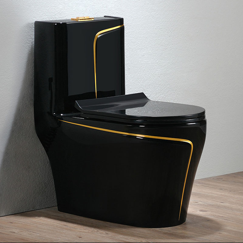 Luxury Sanitary Ware Inodoros Wc Gold Line One Piece Water Closet Ceramic Toilet Gold Black Colored Toilets Bowl