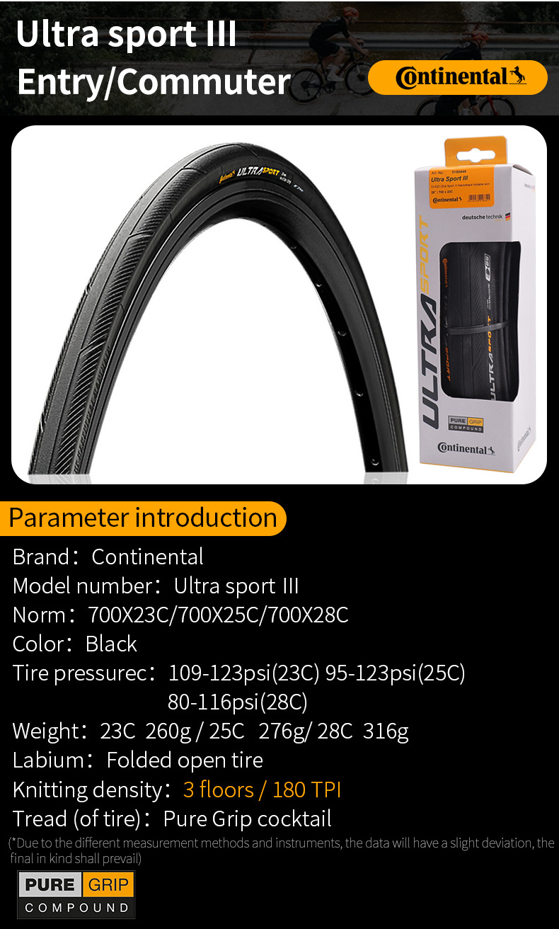 LeBycle Continental Road Tire ULTRA Sport III 700 23C /25C/28C road bike tires Clincher Foldable Gravel Bicycle Tire Type