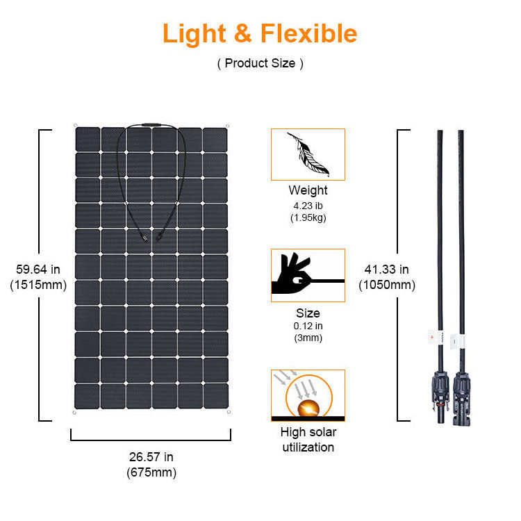 LETOPA Fast delivery US warehouse Wholesale Sunpower Solar Panel Flexible 200w Monocrystalline Flexible Solar Panel