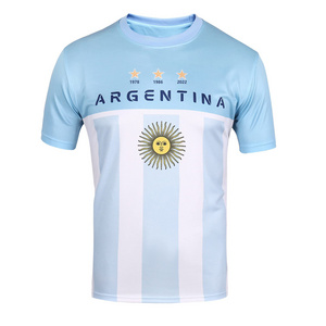 Wholesales 100% Polyester Print Blue Argentina Club Soccer Uniform Football Shirt High Quality Cheap Breathable Soccer Jerseys