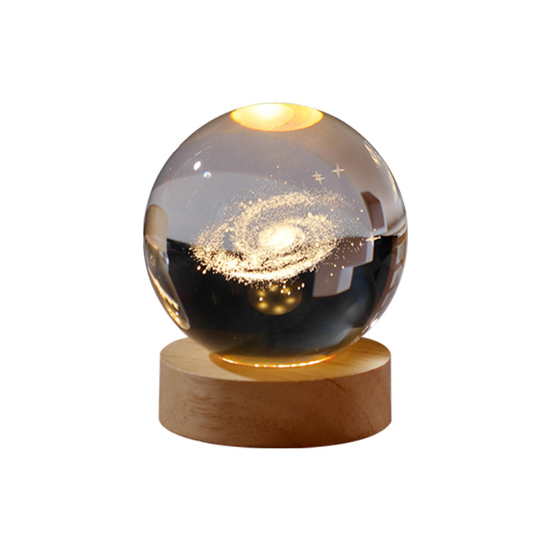 Crystal ball Crystal Astronaut Planet Globe 3D Laser Engraved Solar System Ball with Touch Switch LED Light Base Astronomy Gift