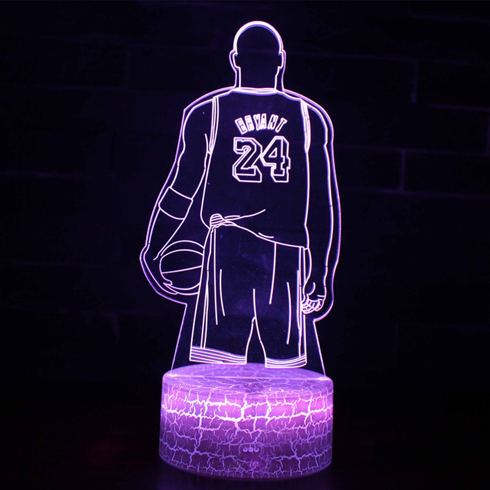 Led Night Light Basketball Kobe Bryant Cartoon Figure For Bedroom Decor Table Lamp 3D Nightlight Child Boys Kids Memorial Gifts