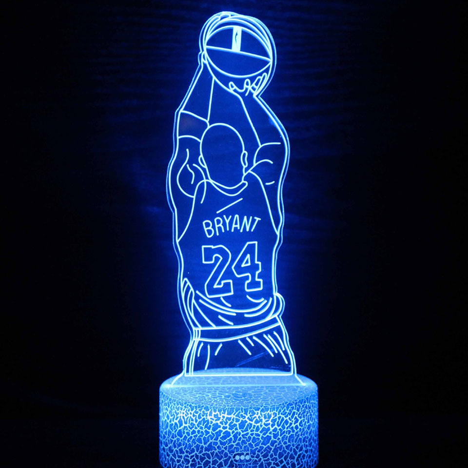 Led Night Light Basketball Kobe Bryant Cartoon Figure For Bedroom Decor Table Lamp 3D Nightlight Child Boys Kids Memorial Gifts