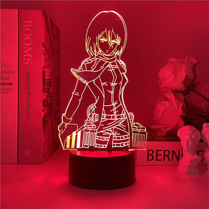 3d Night Light Attack On Titan Mikasa Ackerman Figure Girl Nightlight For Dorm Room Decor Light Led Usb Battery Lamp Event Prize