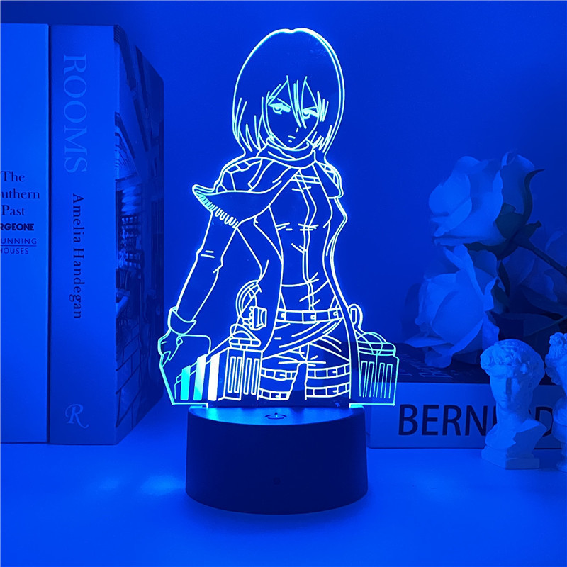 3d Night Light Attack On Titan Mikasa Ackerman Figure Girl Nightlight For Dorm Room Decor Light Led Usb Battery Lamp Event Prize