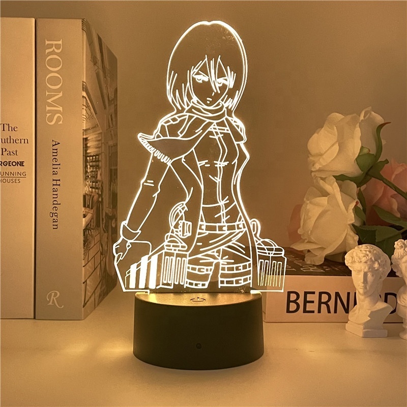 3d Night Light Attack On Titan Mikasa Ackerman Figure Girl Nightlight For Dorm Room Decor Light Led Usb Battery Lamp Event Prize