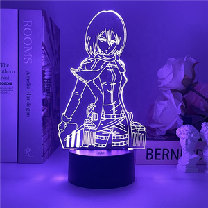 3d Night Light Attack On Titan Mikasa Ackerman Figure Girl Nightlight For Dorm Room Decor Light Led Usb Battery Lamp Event Prize