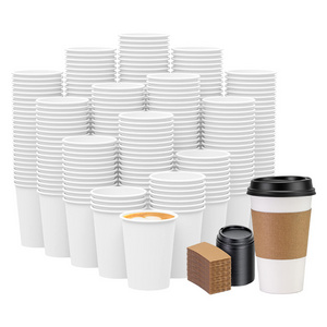 Custom logo factory price 4oz 8oz 10oz 12oz 16oz 20oz white blank hot paper tea coffee cups with lids for soda