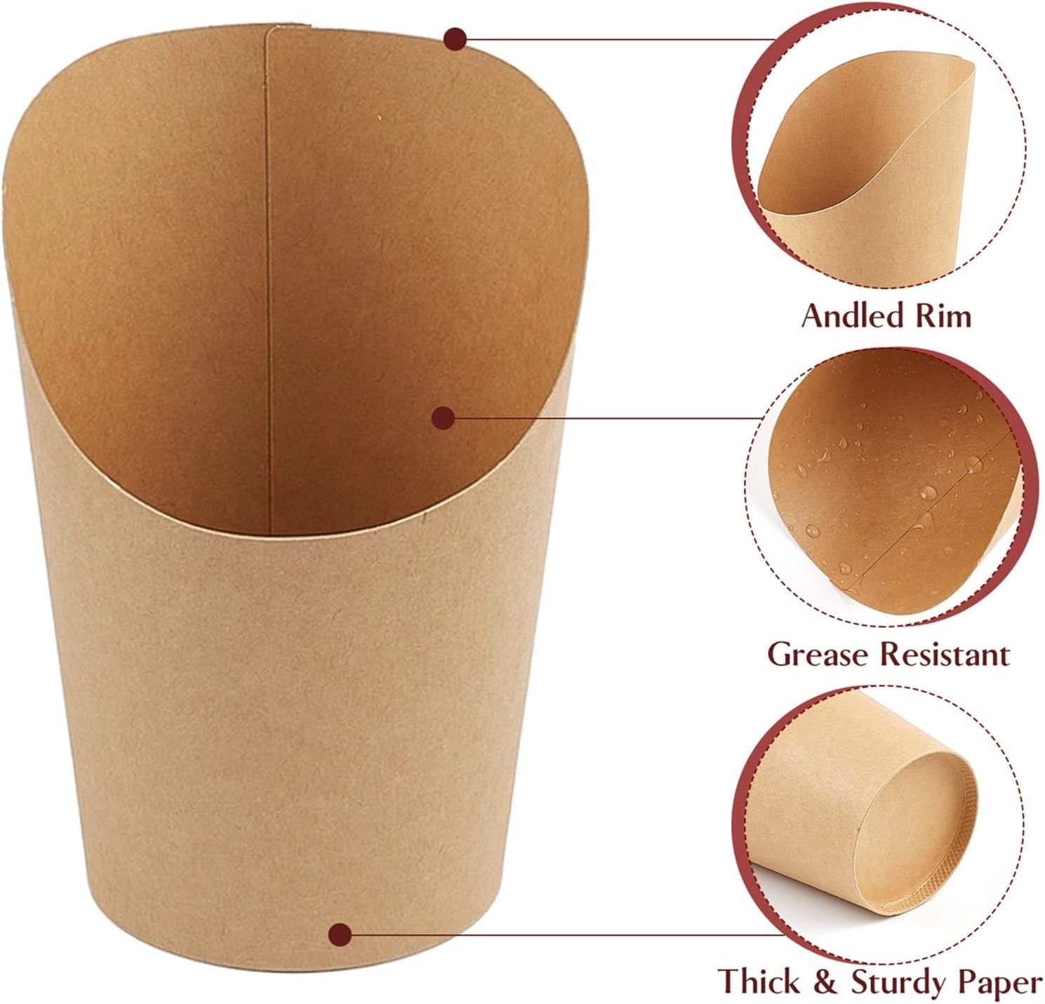 Kraft Charcuterie Cups Disposable Brown Paper Appetizer Cups Popcorn Box French Fries Holder for Party Snack