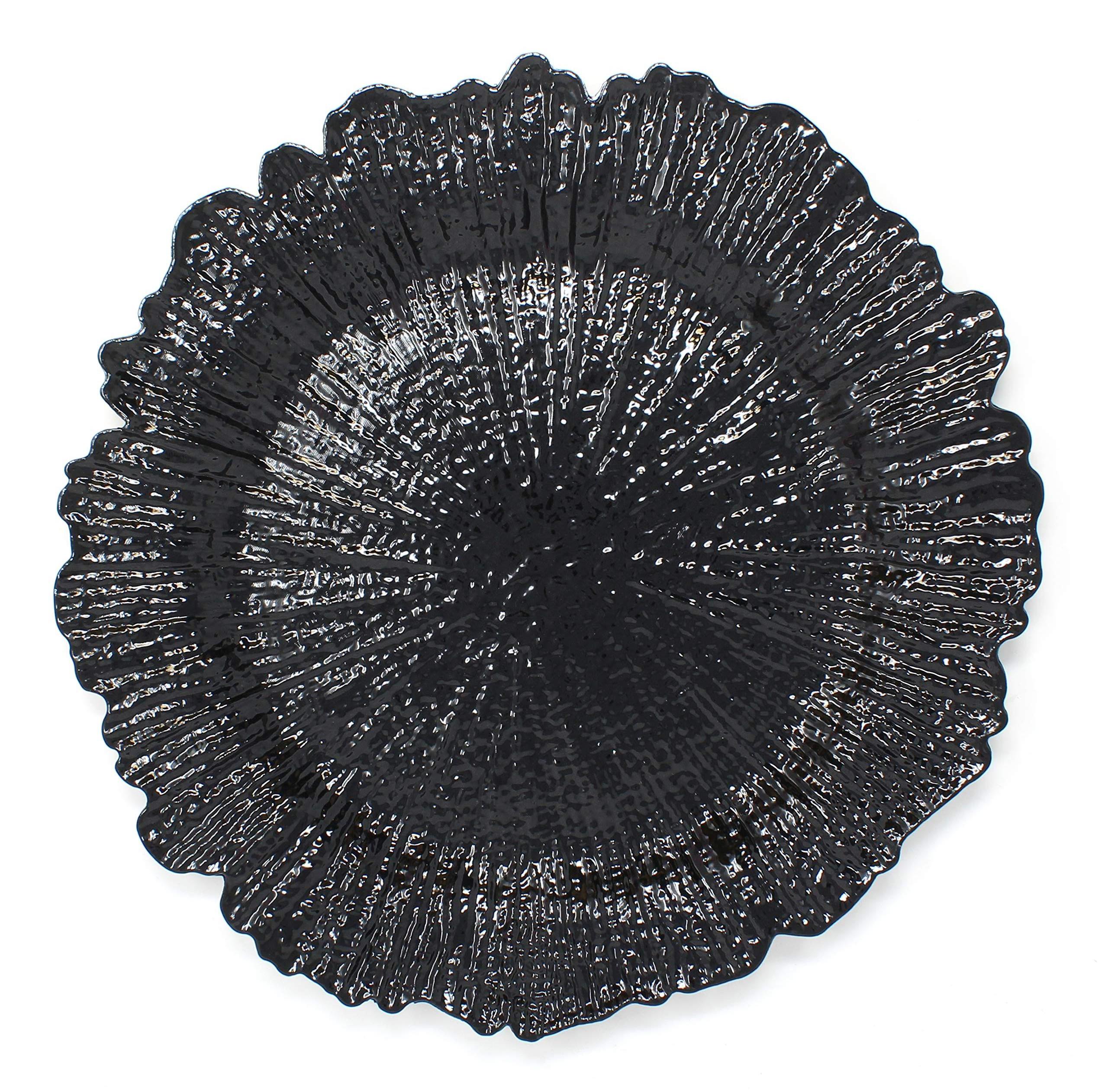 Wholesale High Quality Material Reef Black Charger Plates Plastic For Home Decor