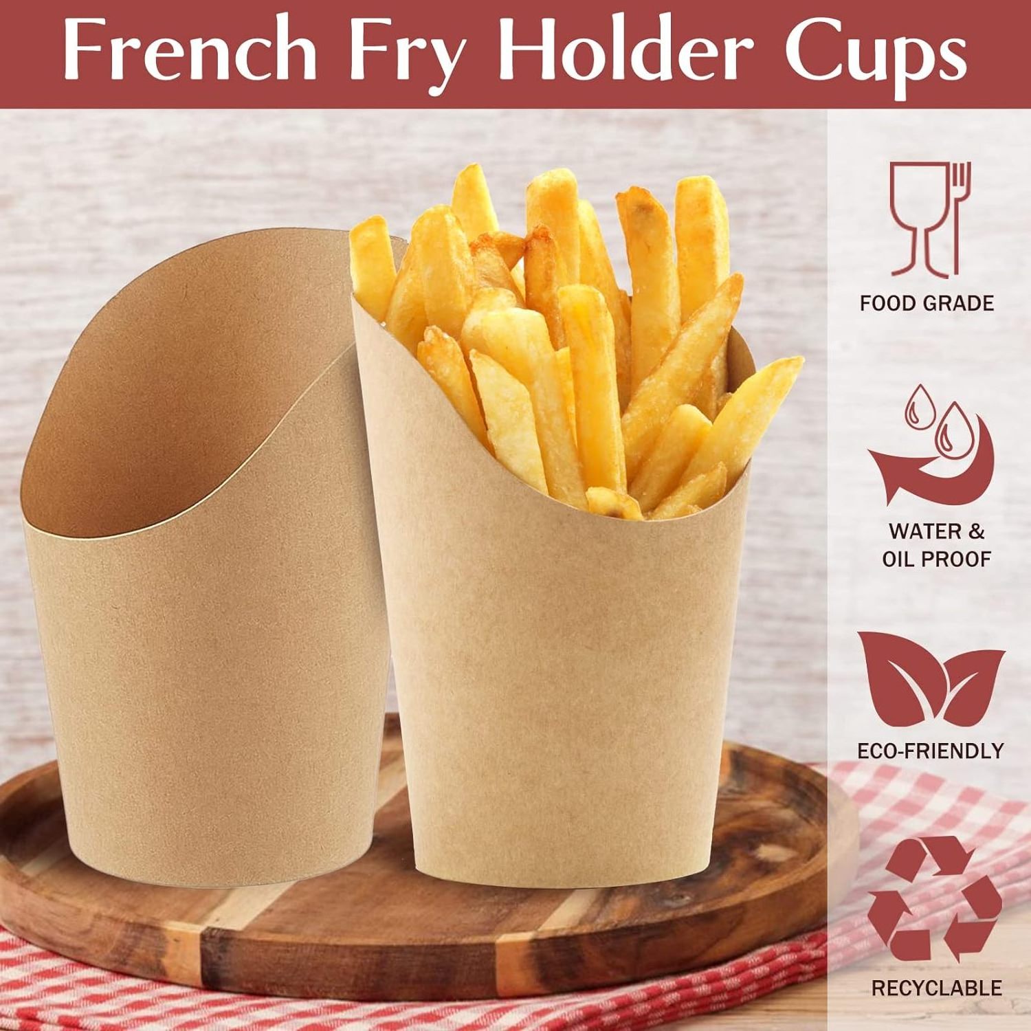 Kraft Charcuterie Cups Disposable Brown Paper Appetizer Cups Popcorn Box French Fries Holder for Party Snack