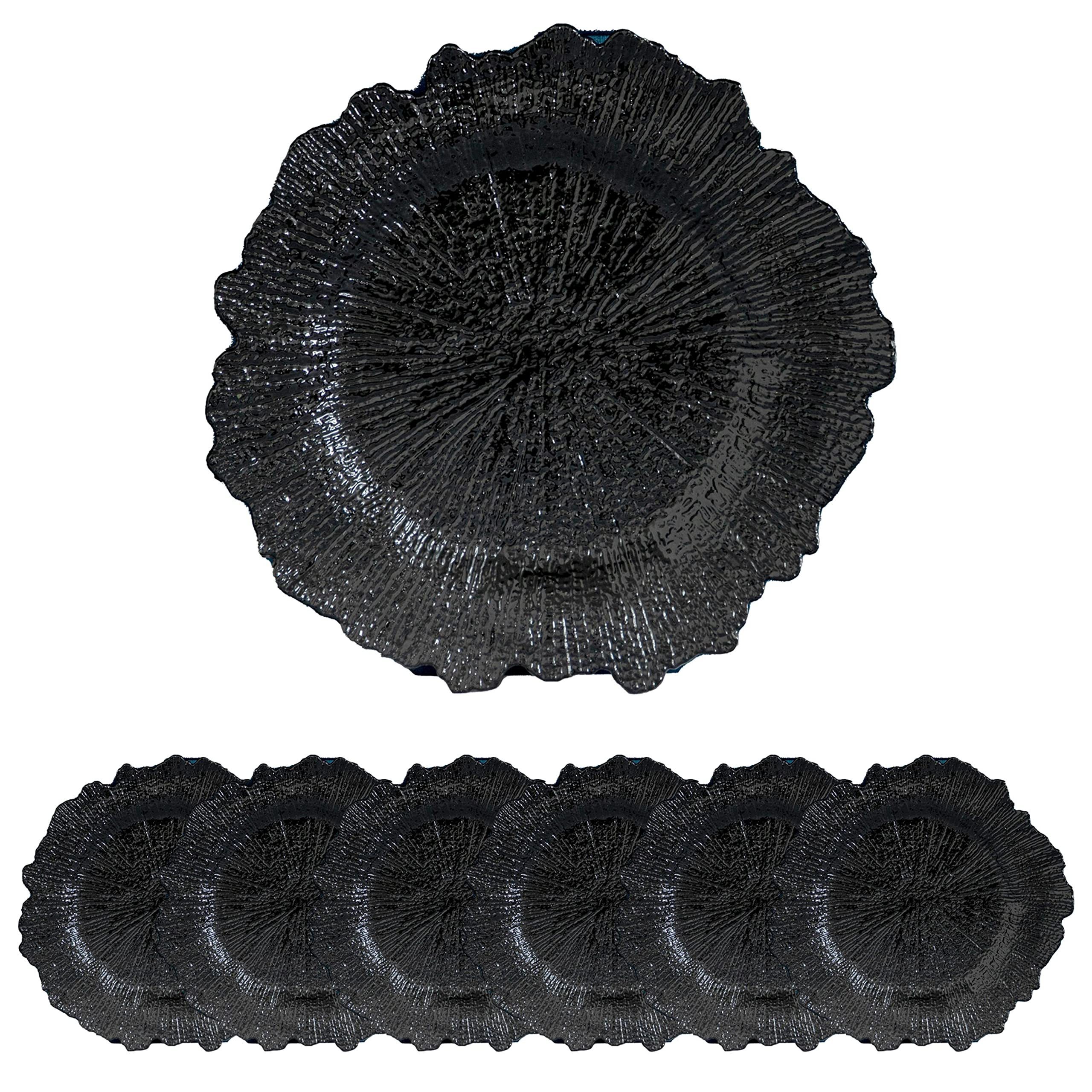 Wholesale High Quality Material Reef Black Charger Plates Plastic For Home Decor