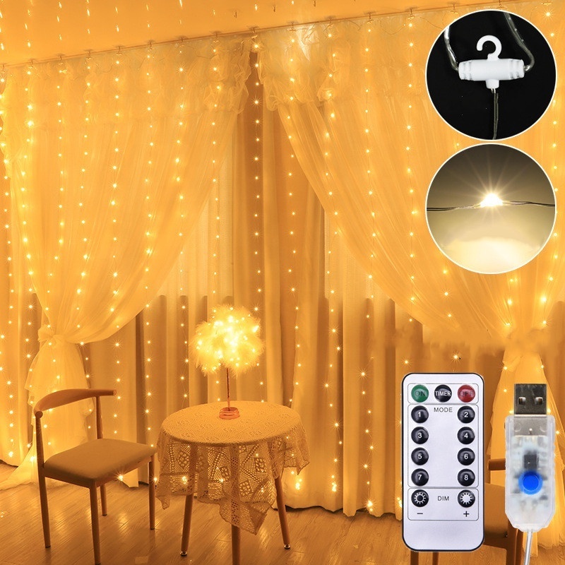 Curtain String Light Twinkle Garland 3*3m 300 LED for Wedding Party Home Garden Bedroom Outdoor Indoor Decoration