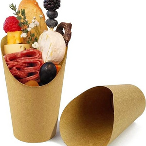 Brown kraft chip french fries holder disposable paper cup snack food grade cup