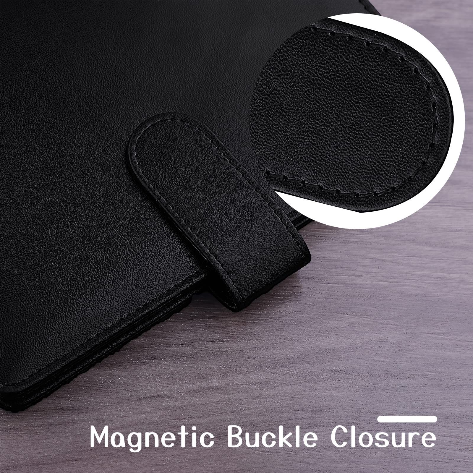 A6 PU Leather Notebook Binder Refillable 6 Ring Binder Loose Leaf Personal Planner Binder Cover with Magnetic Buckle Closure