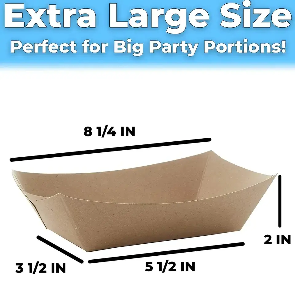 Printed Logo Kraft Paper Container Concession Paper Boat Box for Diners Disposable Paper Food Tray