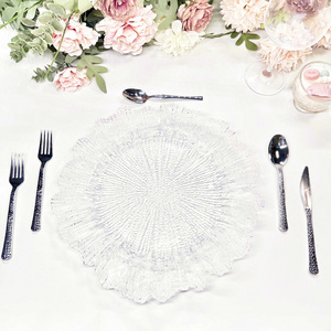 High End Luxury Clear Crystal Transparent Reef Wedding Charger Glass Snack Plate