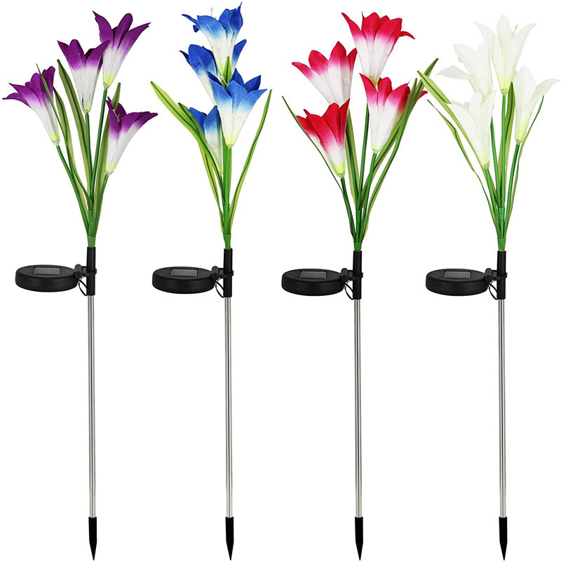 Hot Sale Outdoor Waterproof Solar Garden Flower Lights Lily Flower Solar Waterproof Outdoor Led Stake Decoration Light