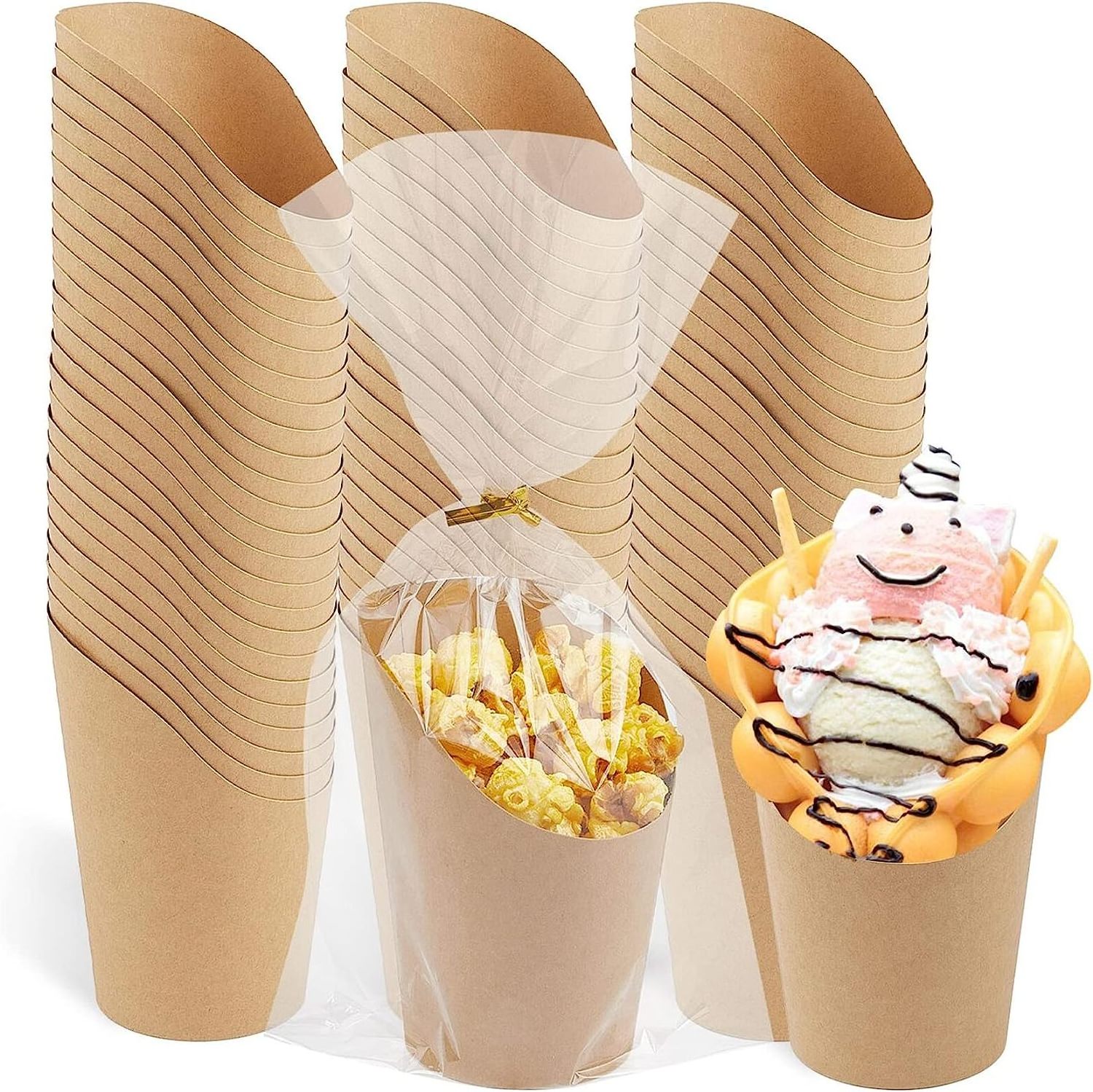 Kraft Charcuterie Cups Disposable Brown Paper Appetizer Cups French Fries Holder Popcorn Box for Party Snack