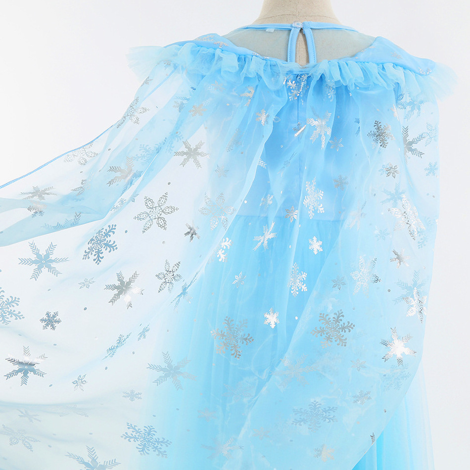 Ice Elsa style blue Princessskirt summer Elsa dress short sleeve gauze skirt Elsa explosive dress