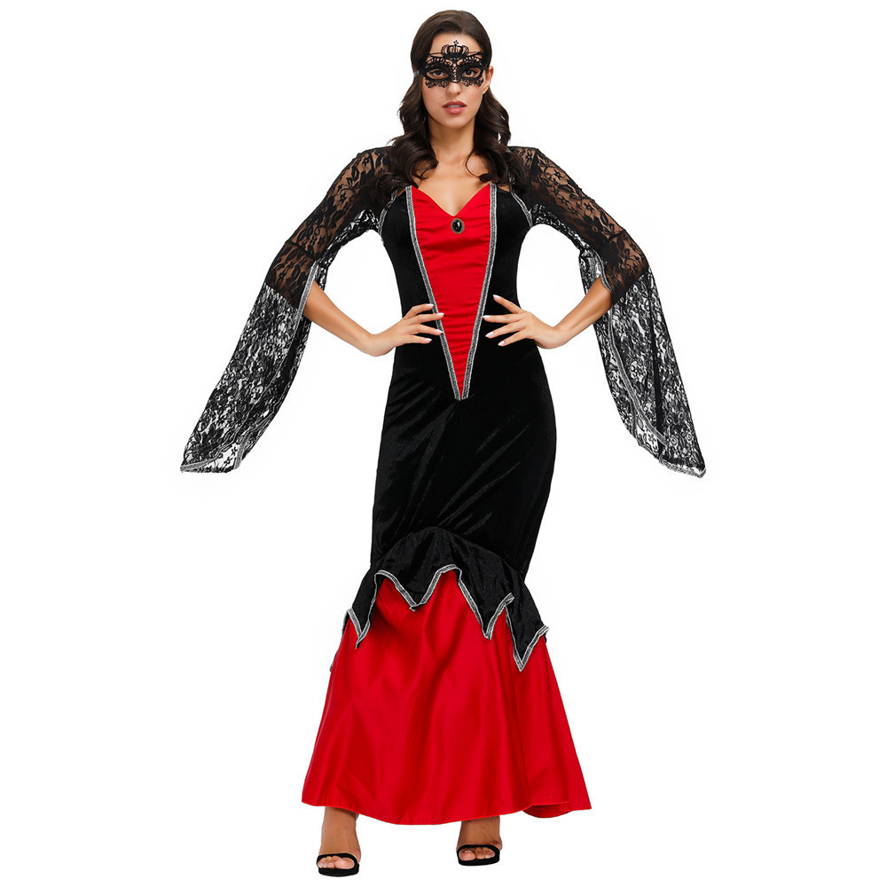 Halloween Adult female lace Vampire Costume Cosplay dance costume Gothic Vampire Punk Queen costume