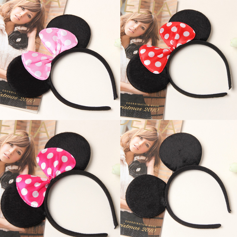 PGHD1891 New mickey black mouse ear headband kids hair accessories minnie bow halloween costume accessories