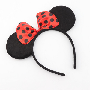 PGHD1891 New mickey black mouse ear headband kids hair accessories minnie bow halloween costume accessories