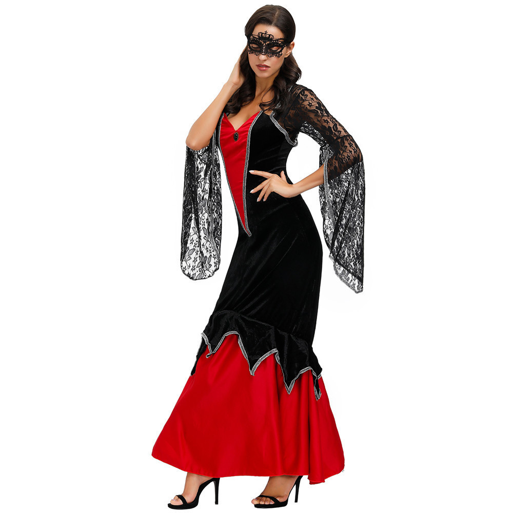 Halloween Adult female lace Vampire Costume Cosplay dance costume Gothic Vampire Punk Queen costume