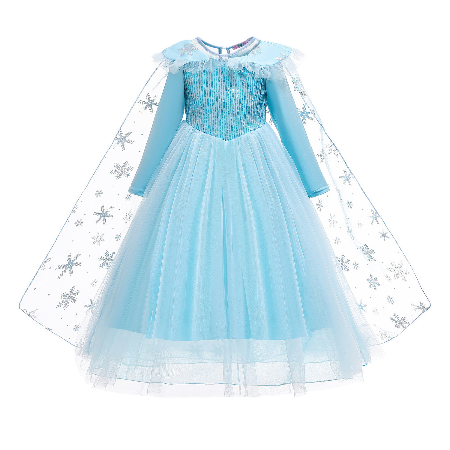 Ice Elsa style blue Princessskirt summer Elsa dress short sleeve gauze skirt Elsa explosive dress