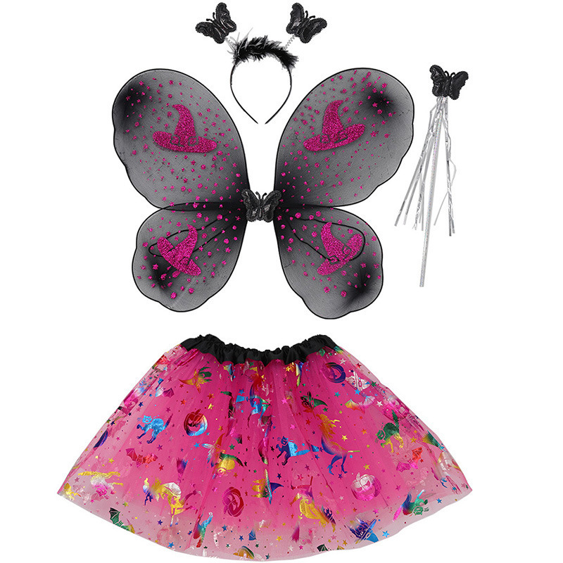 Manufacturers directly for Halloween set butterfly wings three-piece Halloween bat wings four-piece dress up set