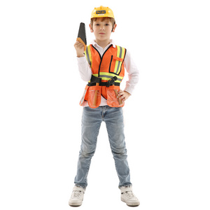 Kids Construction Worker Role Play Costume Dress-Up Set Children Party Costume