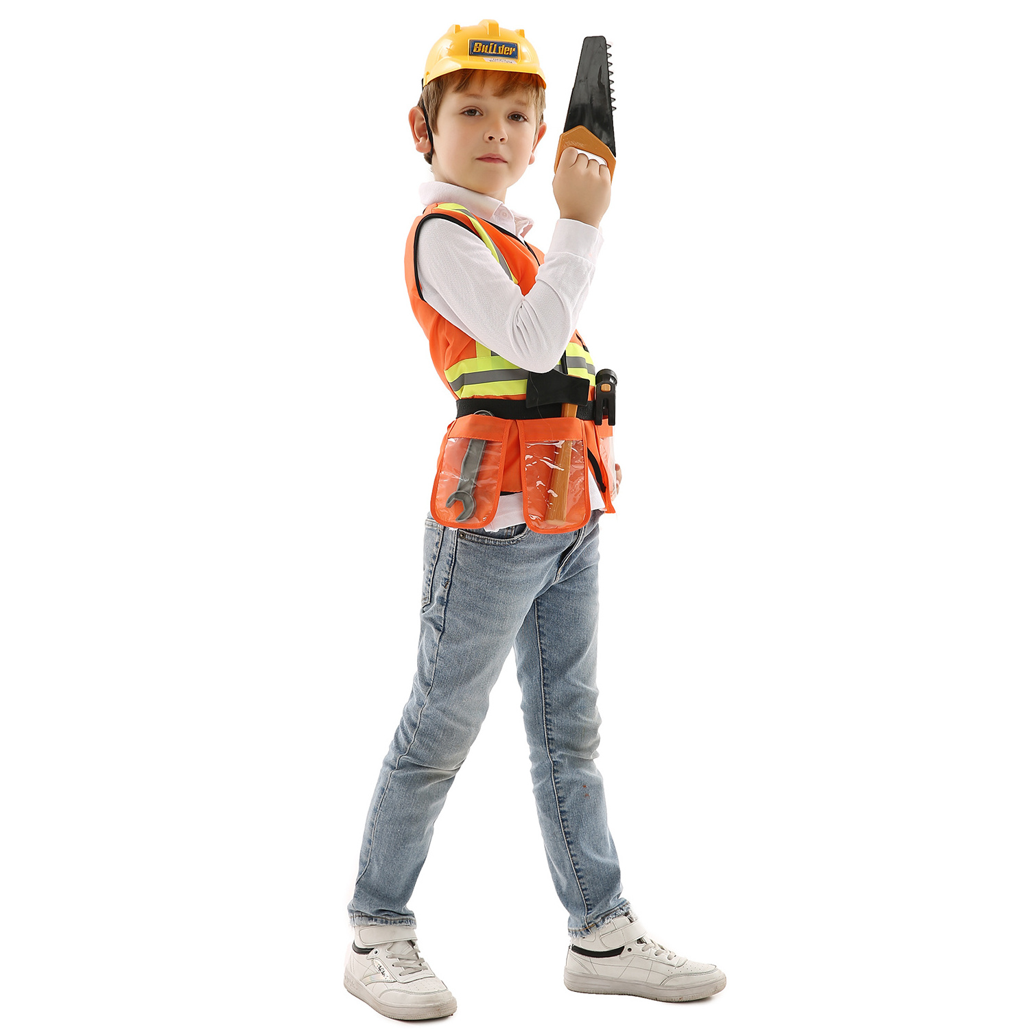 Kids Construction Worker Role Play Costume Dress-Up Set Children Party Costume