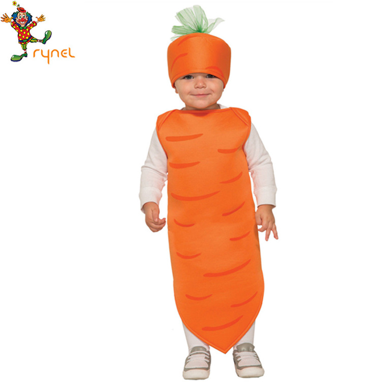 PGCC2638 Wholesale New Toddler Cute Fancy Dress Vegetables Suit Cosplay Party Carrot Kids Costume With Hat