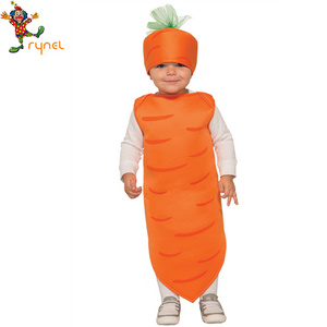 PGCC2638 Wholesale New Toddler Cute Fancy Dress Vegetables Suit Cosplay Party Carrot Kids Costume With Hat