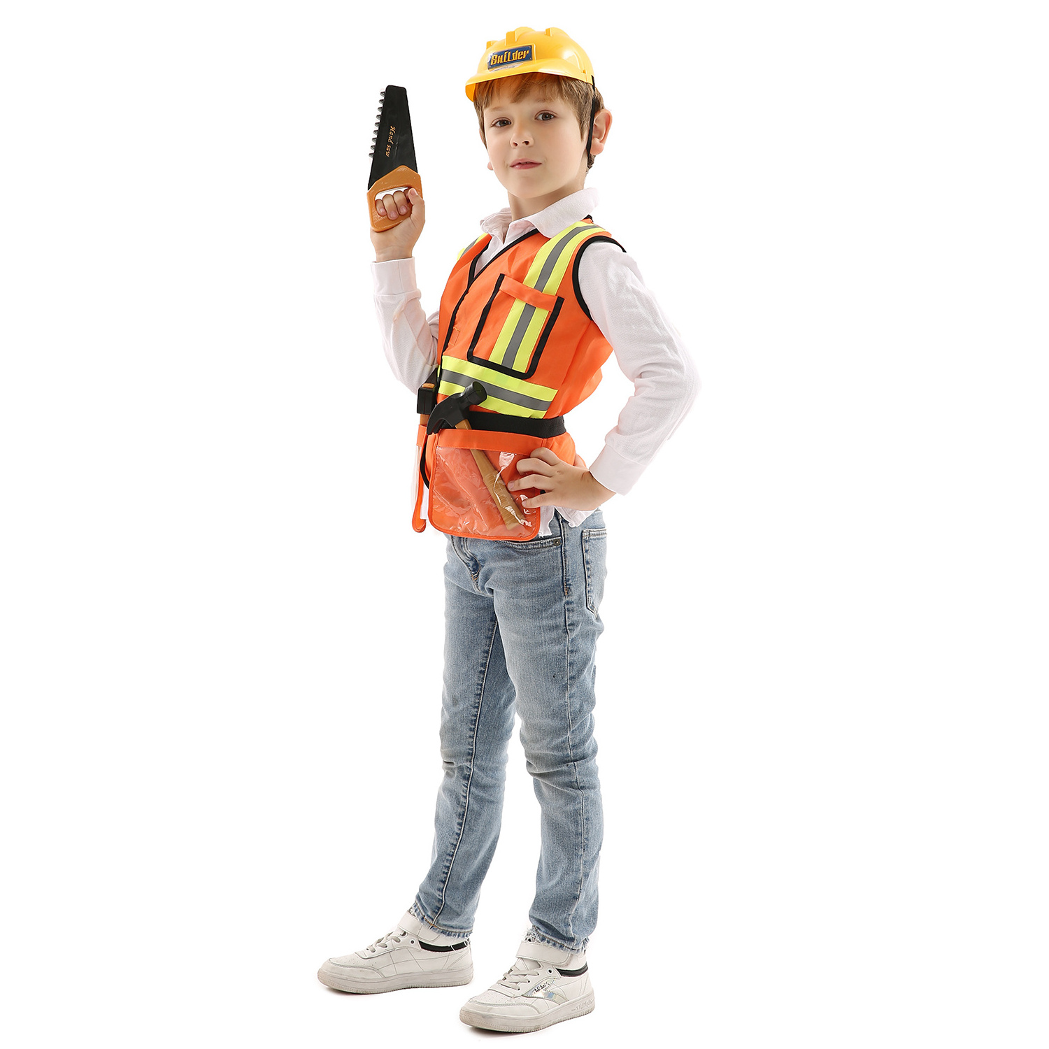 Kids Construction Worker Role Play Costume Dress-Up Set Children Party Costume